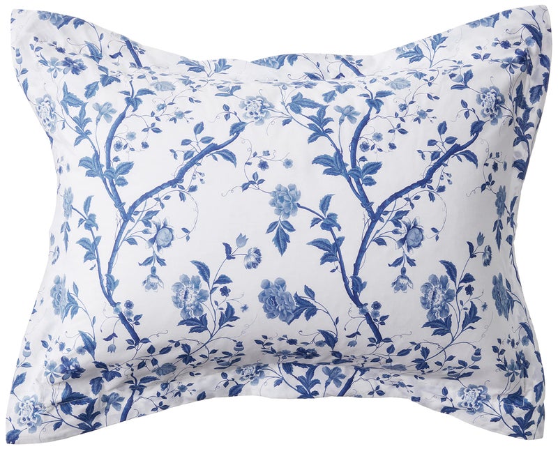 Laura Ashley - Queen Comforter Set, Soft & Reversible Cotton Bed Set, 4 Piece Floral Bedding with Matching Pillowcases & Bonus Bed Skirt (Charlotte Blue) - Image 4